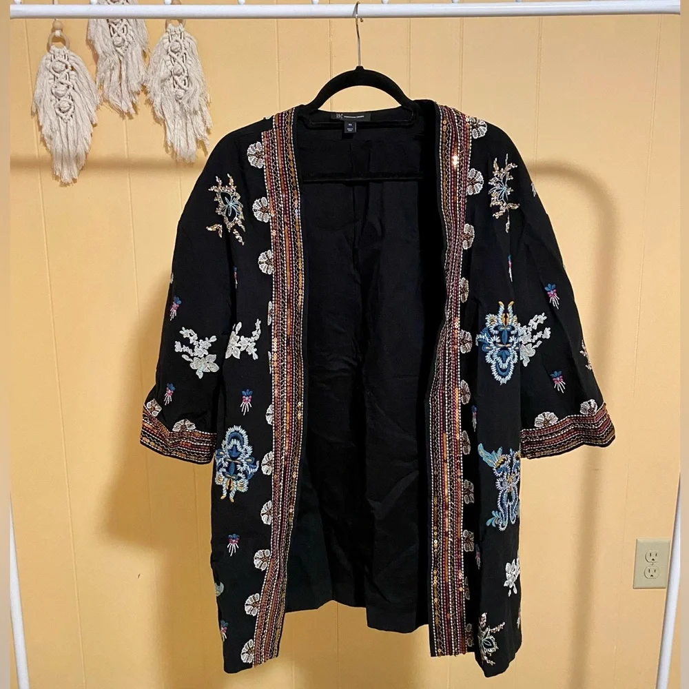 Cotton Embroidered Open-Front Jacket - Picture 4 of 7